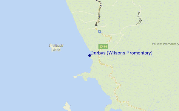 locatiekaart van Darbys (Wilsons Promontory)