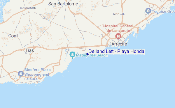 locatiekaart van Deiland Left - Playa Honda