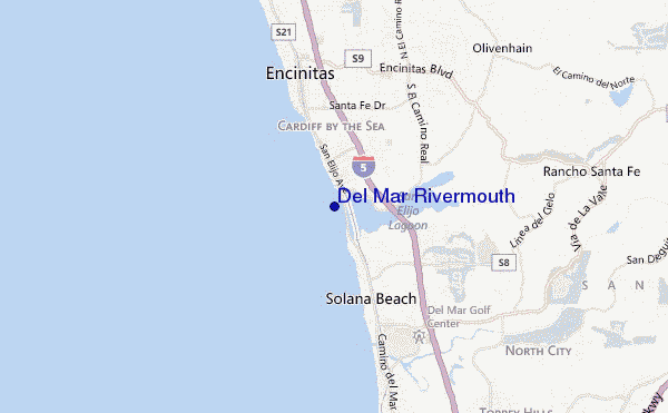 locatiekaart van Del Mar Rivermouth