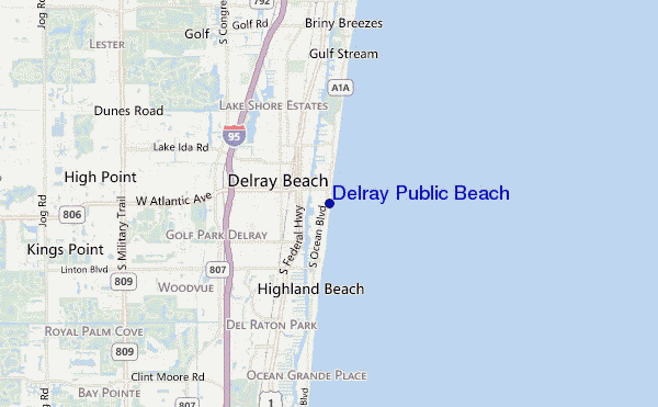 locatiekaart van Delray Public Beach