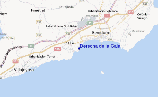 locatiekaart van Derecha de la Cala