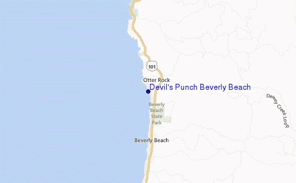 locatiekaart van Devil s Punch Beverly Beach