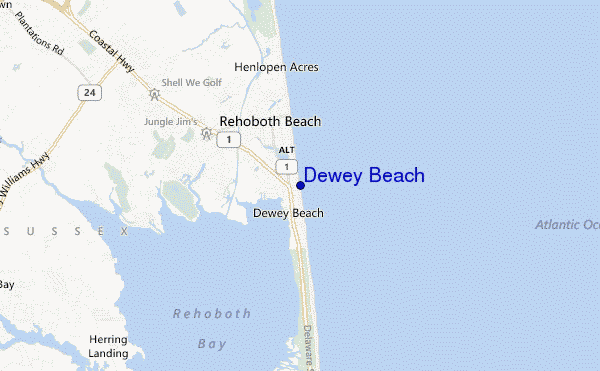 locatiekaart van Dewey Beach