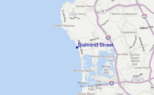 locatiekaart van Diamond Street