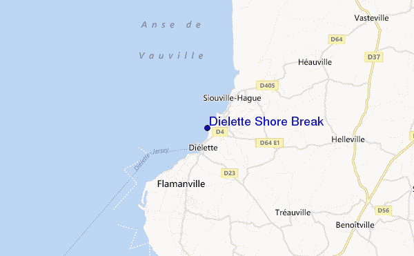 locatiekaart van Dielette Shore Break