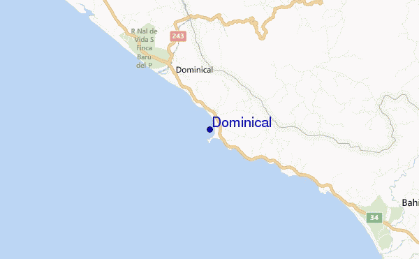 locatiekaart van Dominical