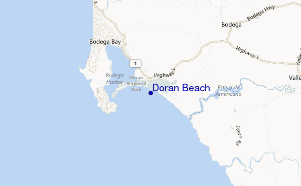 locatiekaart van Doran Beach