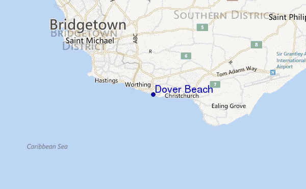 locatiekaart van Dover Beach