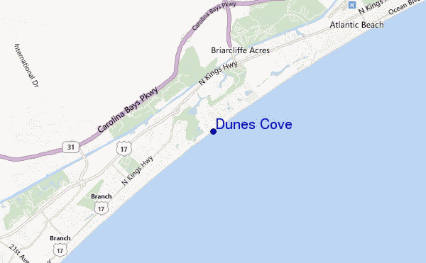 locatiekaart van Dunes Cove