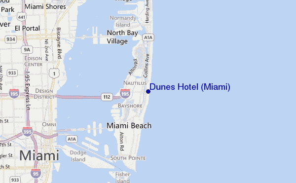 locatiekaart van Dunes Hotel (Miami)
