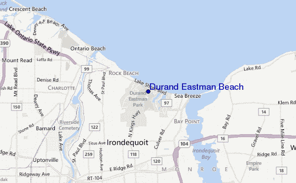 locatiekaart van Durand Eastman Beach