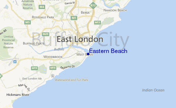 locatiekaart van Eastern Beach