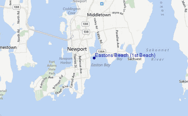 locatiekaart van Eastons Beach (1st Beach)