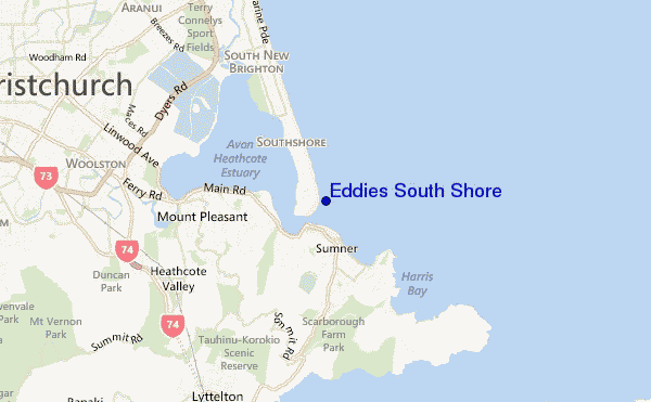 locatiekaart van Eddies South Shore