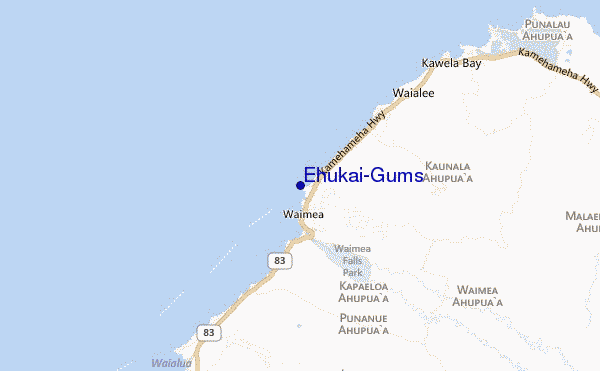 locatiekaart van Ehukai/Gums