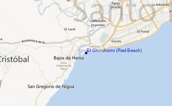 locatiekaart van El Chinchorro (Red Beach)