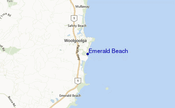 locatiekaart van Emerald Beach