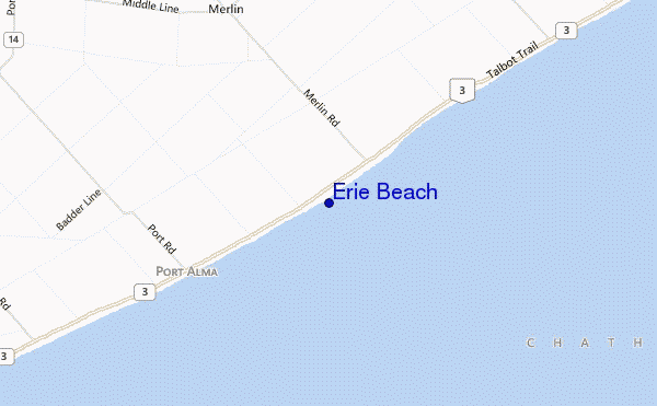 locatiekaart van Erie Beach