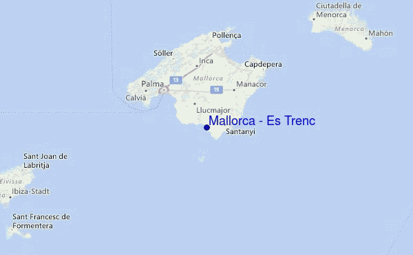 es trenc majorka mapa Mallorca   Es Trenc Golfvoorspellingen en Surfberichten (Balearic 