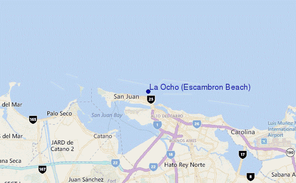 locatiekaart van La Ocho (Escambron Beach)