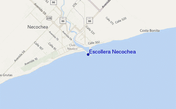 locatiekaart van Escollera Necochea