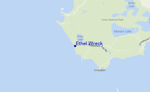 locatiekaart van Ethel Wreck