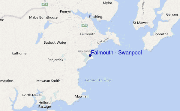 locatiekaart van Falmouth - Swanpool