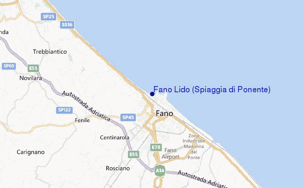 locatiekaart van Fano Lido (Spiaggia di Ponente)