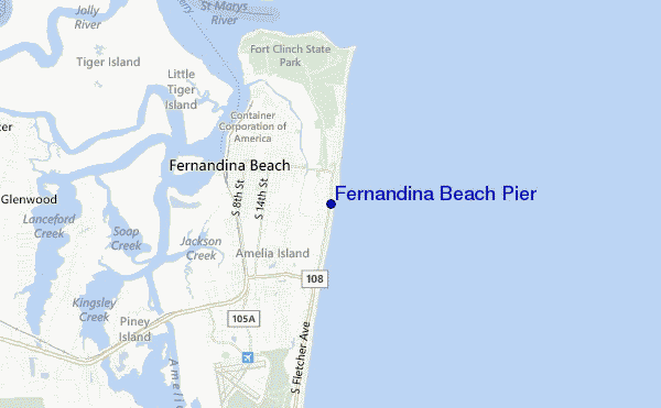 locatiekaart van Fernandina Beach Pier
