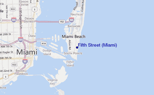 locatiekaart van Fifth Street (Miami)