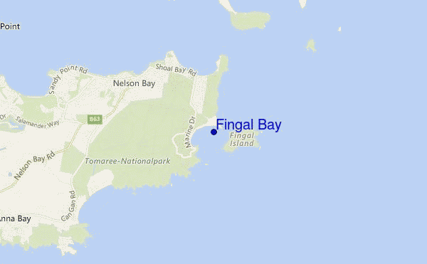 locatiekaart van Fingal Bay
