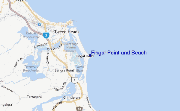 locatiekaart van Fingal Point and Beach