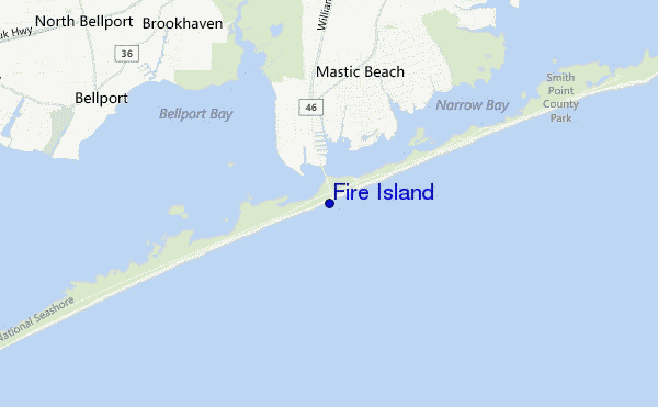 locatiekaart van Fire Island