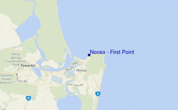 locatiekaart van Noosa - First Point