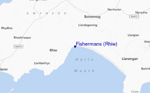 locatiekaart van Fishermans (Rhiw)