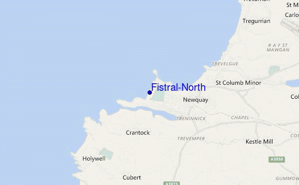 locatiekaart van Fistral-North