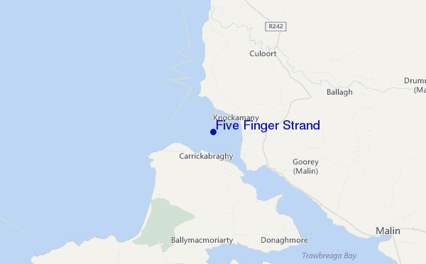 locatiekaart van Five Finger Strand