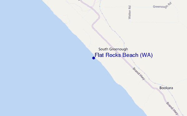 locatiekaart van Flat Rocks Beach (WA)