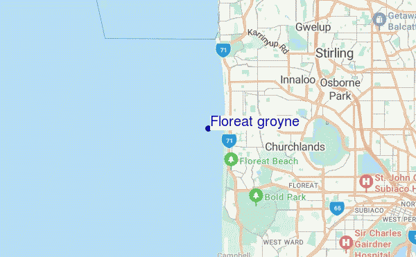 locatiekaart van Floreat groyne