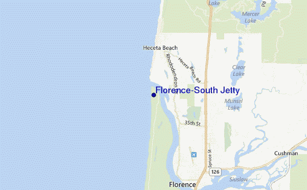 locatiekaart van Florence-South Jetty