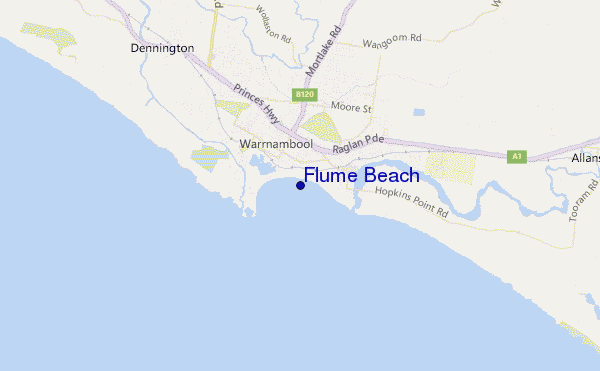 locatiekaart van Flume Beach
