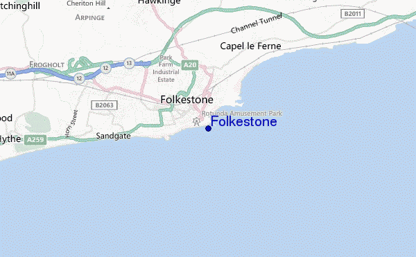 locatiekaart van Folkestone