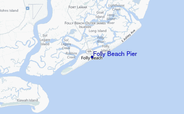 locatiekaart van Folly Beach Pier