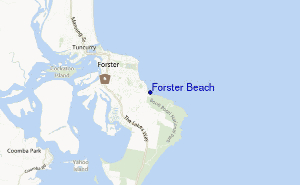locatiekaart van Forster Beach