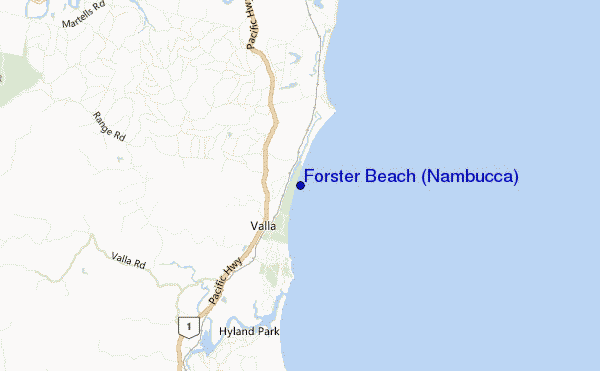 locatiekaart van Forster Beach (Nambucca)