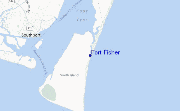 locatiekaart van Fort Fisher