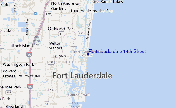 locatiekaart van Fort Lauderdale 14th Street