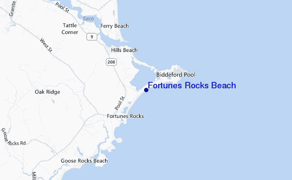 locatiekaart van Fortunes Rocks Beach