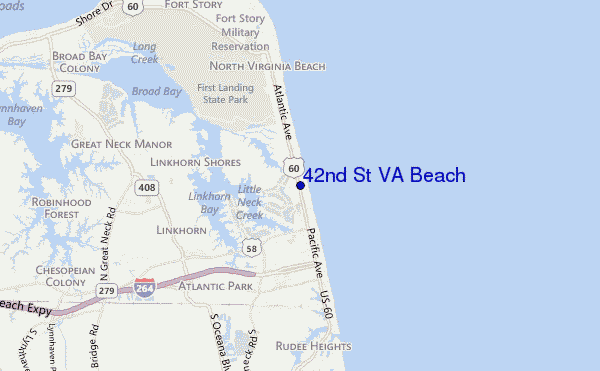 locatiekaart van 42nd St VA Beach