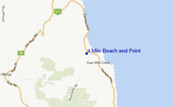 locatiekaart van 4 Mile Beach and Point